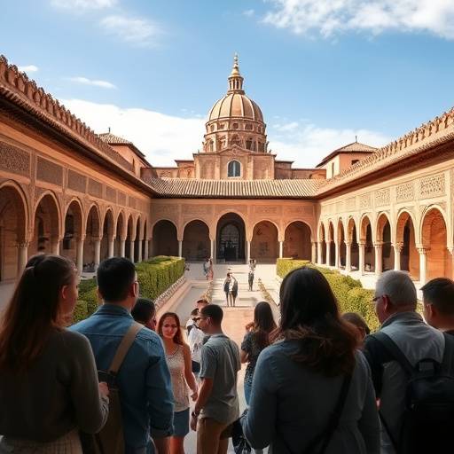 Un grupo disfrutando de una visita guiada privada a la Alhambra de Granada