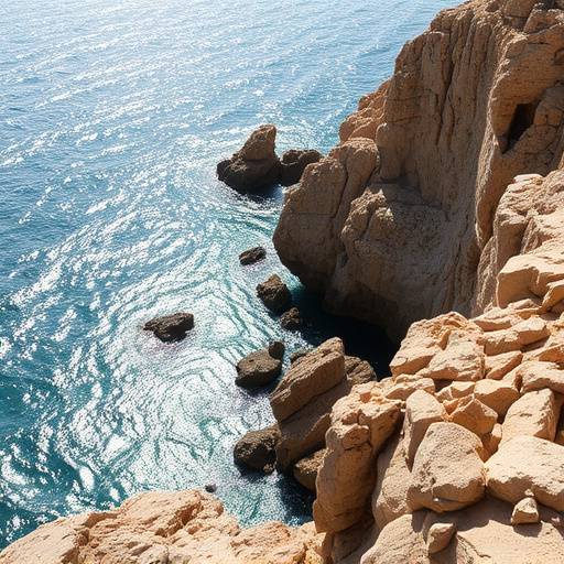 Vista de la costa rocosa de la Costa Brava con el mar Mediterr&aacute;neo brillante